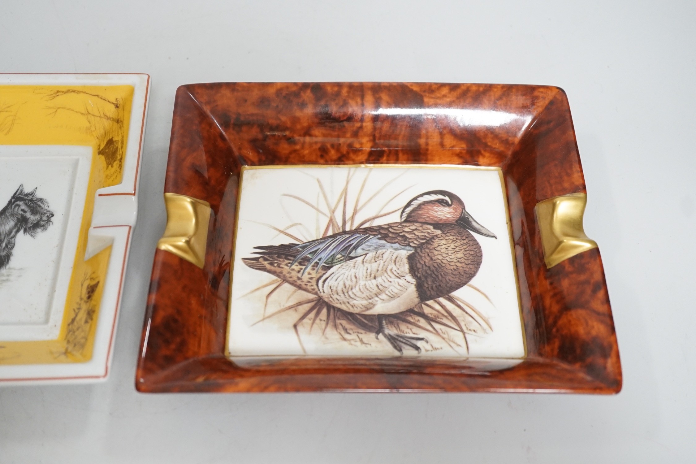 An Hermes ‘Scottish Terrier’ ashtray, 16cm wide, and another